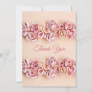 Romantic Blush Pink Roses Elegant Weddding Thank You Card