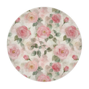 Romantic Blush Pink Roses Floral  Cutting Board