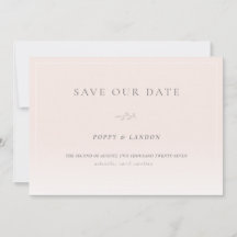 Romantic Blush Pink Save The Date Card