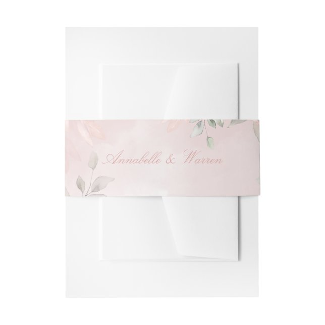 Romantic Blush Pink Secret Garden Roses Wedding Invitation Belly Band (Front Example)