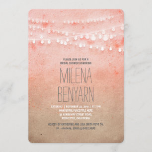 Romantic Blush Pink String Lights Bridal Shower Invitation