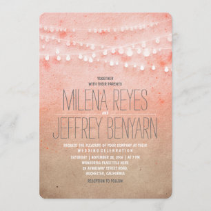 Romantic Blush Pink String Lights Wedding Invites