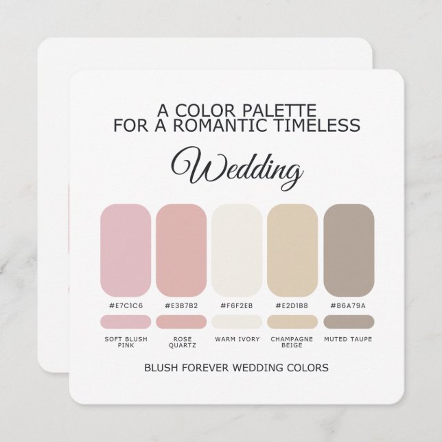 Romantic Blush Pink Wedding Color Palette Card (Front/Back)