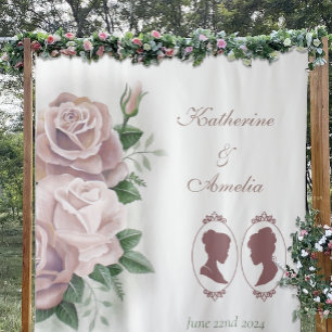Romantic Blush Regency Lesbian Wedding Tapestry