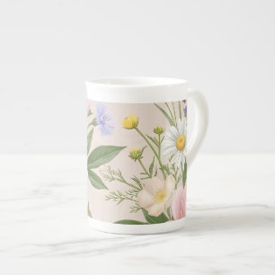 Romantic Blush Rose Garden Floral Pattern Bone China Mug