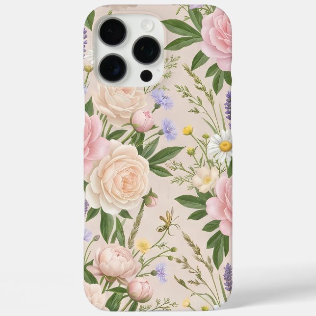 Romantic Blush Rose Garden Floral Pattern Case-Mate iPhone Case (Back)