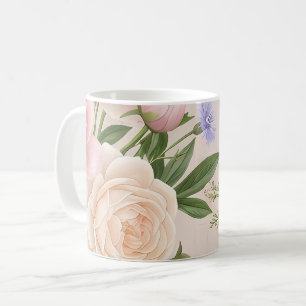 Romantic Blush Rose Garden Floral Pattern Coffee Mug