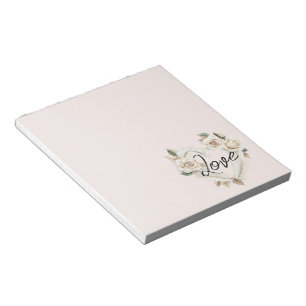 Romantic Blush Roses Feathers Heart Love Notepad