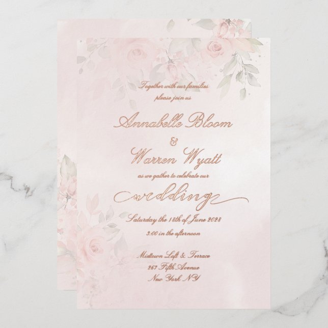 Romantic Blush Roses Garden 1 With Rose Gold (Front/Back)