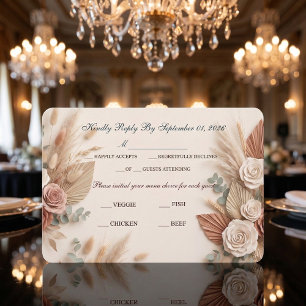 Romantic Blush Sage Wedding RSVP Card