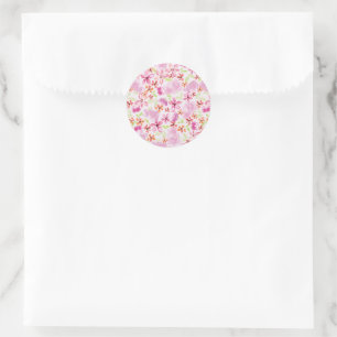 Romantic Blush Watercolor Flowers Bridal shower Classic Round Sticker