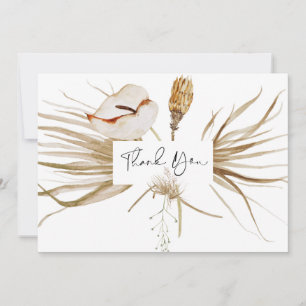Romantic Bohemian and Pampas Grass Wedding  Thank  You Card