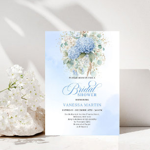 Romantic Bohemian Blue Floral Bridal Shower Invite
