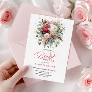 Romantic Bohemian Burgundy White Greenery Shower Invitation