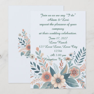 Romantic Bohemian Floral Wedding Invitation