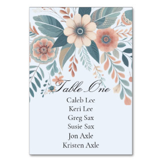Romantic Bohemian Floral Wedding Table Number