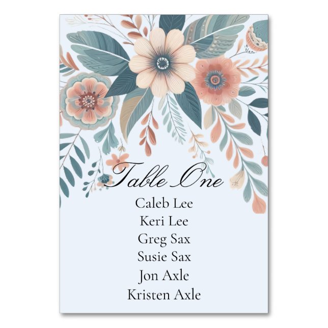 Romantic Bohemian Floral Wedding Table Number (Front)