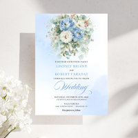 Romantic Bohemian Pastel Blue Peony Wedding Invite