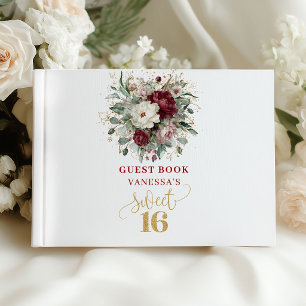 Romantic Boho 16th Birthday Sign In Book