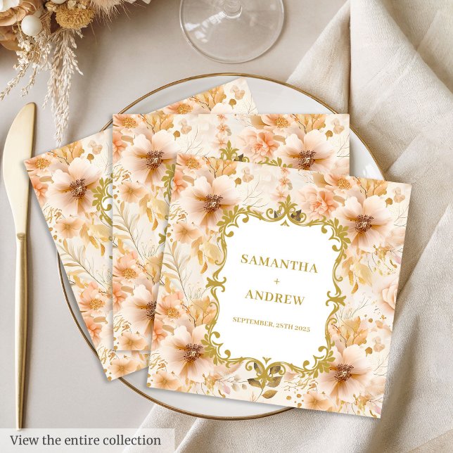 Romantic Boho Blush Gold Paper Napkins (Romantic Boho Blush Gold Paper Napkins)