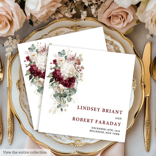 Romantic Boho Blush Gold Rose Wedding Paper Napkin (Romantic Boho Blush Gold Rose Wedding Paper Napkin)