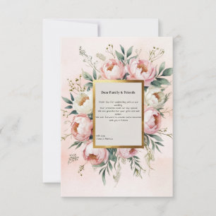 Romantic Boho Blush Pink Ivory Wedding Thank You Card