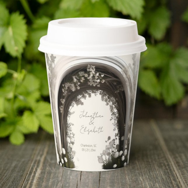 Romantic Boho Botanical Arch Wedding Paper Cups (Romantic Boho Botanical Arch Wedding Paper Cups)