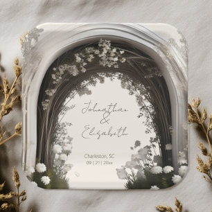Romantic Boho Botanical Arch Wedding Paper Plate