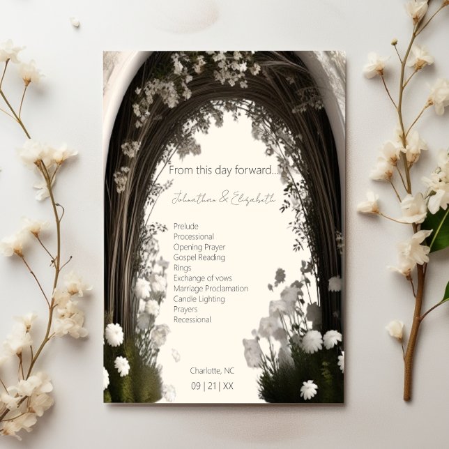 Romantic Boho Botanical Arch Wedding Program (Romantic Boho Botanical Arch Wedding Program)