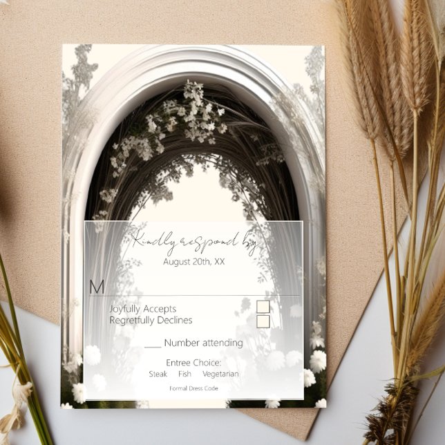 Romantic Boho Botanical Arch Wedding RSVP Card (Romantic Boho Botanical Arch Wedding RSVP)