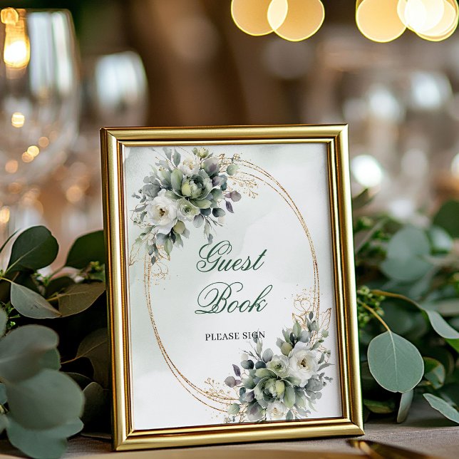 Romantic Boho Botanical Guest Book Tabletop Sign (Romantic Boho Botanical Guest Book Tabletop Sign)