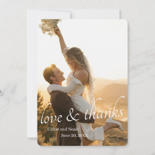 Romantic Boho Floral Wedding Photo Thank You Card