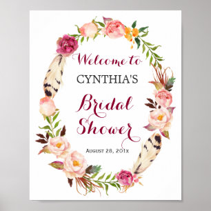 Romantic Boho Floral Wreath Bridal Shower Sign