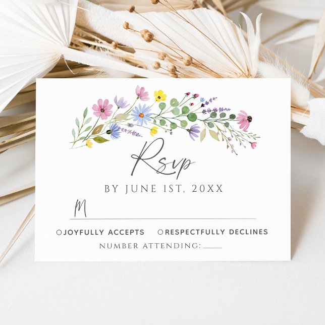 Romantic Boho Garden Wildflower Wedding RSVP Card (Creator Uploaded)