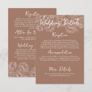 Romantic Boho Mocha Mousse Floral Wedding Details Enclosure Card