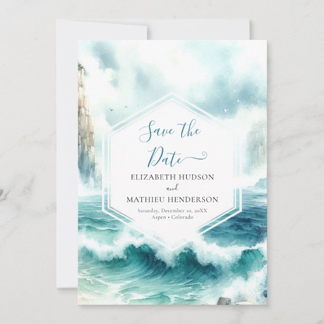 Romantic Boho Nautical Wedding  Save The Date (Front)