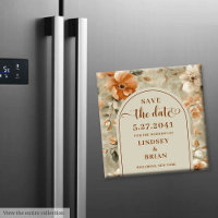Romantic Boho Neutral Beige Olive Floral Save Date