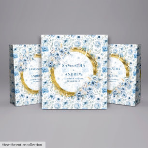 Romantic Boho Pastel Blue Gold Wedding Gift Bag