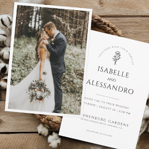 Romantic Boho Photo Wedding Modern Minimalist Invitation