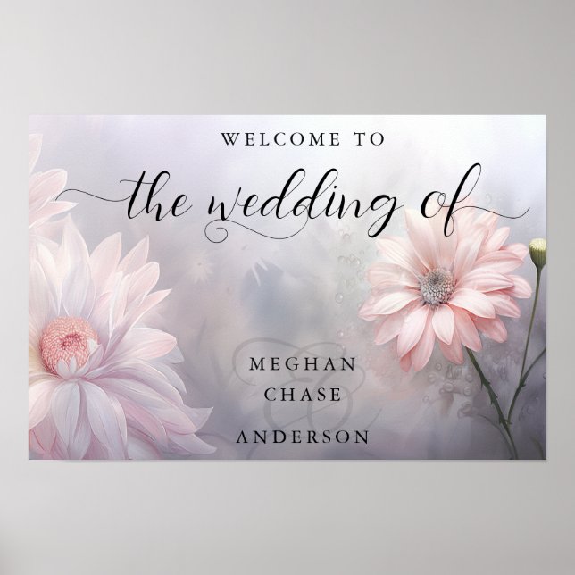 Romantic BOHO Pink Daisies Poster (Front)