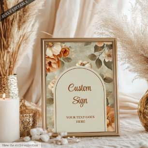 Romantic Boho Terracotta Sage Green Personalized Poster