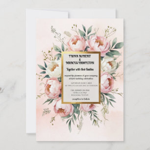 Romantic Boho Wedding Invitation– Blush Pink Ivory Invitation