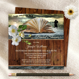 Romantic Book Lover Floral Bridal Shower Invitation