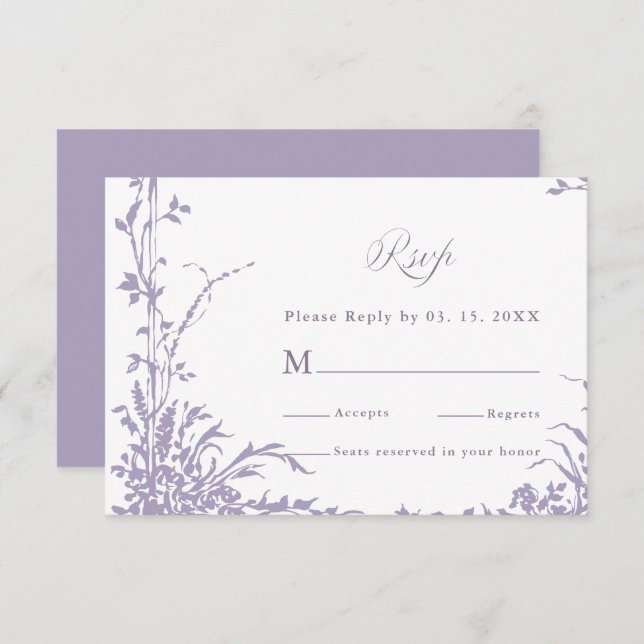 Romantic Botanical Arch Garden Lavender Wedding RSVP Card (Front/Back)