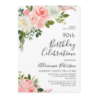 Romantic Botanical Blush Rose Floral 90th Birthday