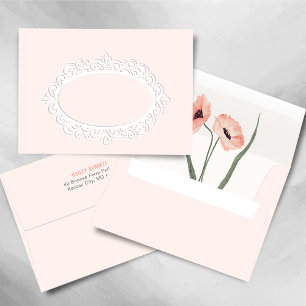 Romantic Botanical Coral Wedding Envelopes