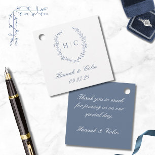 Romantic Botanical Crest Wedding Favour Tags