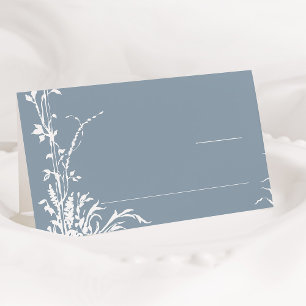 Romantic Botanical Garden Dusty Blue Wedding Place Card