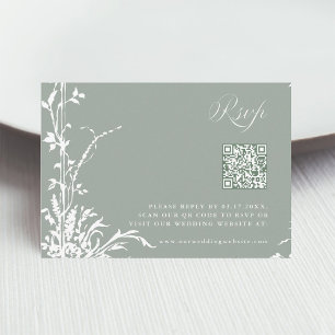 Romantic Botanical Garden Wedding Sage Green RSVP Card