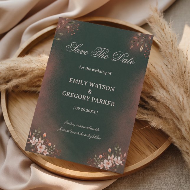 Romantic Botanical Green Blush Save The Date (Creator Uploaded)
